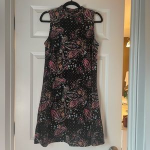 Black flower design halter dress. Worn once. Like new condition